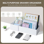 DIMJ Drawer Organizers Clothes, Set of 12 Dresser Organizer Bins, Fabric Closet Organizers and Storage, Shallow Drawer Dividers for Nursery, Clothing, Baby Clothes, Socks, Underwears, Tie (White)