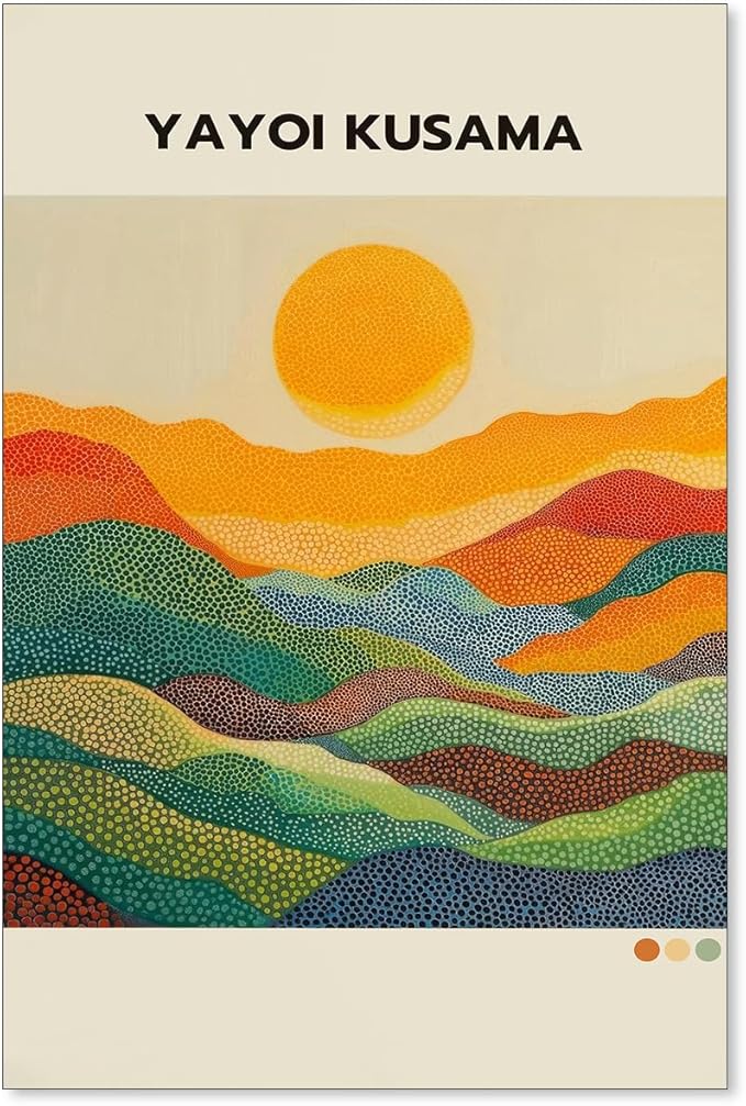 Yayoi Kusama1986 Wall Art Japanese Gallery Exhibition Wall Decor Yayoi Kusama Poster Abstract Landscape Canvas Print for Japanese Home Bedroom Decorations Artwork20x30in Unframed