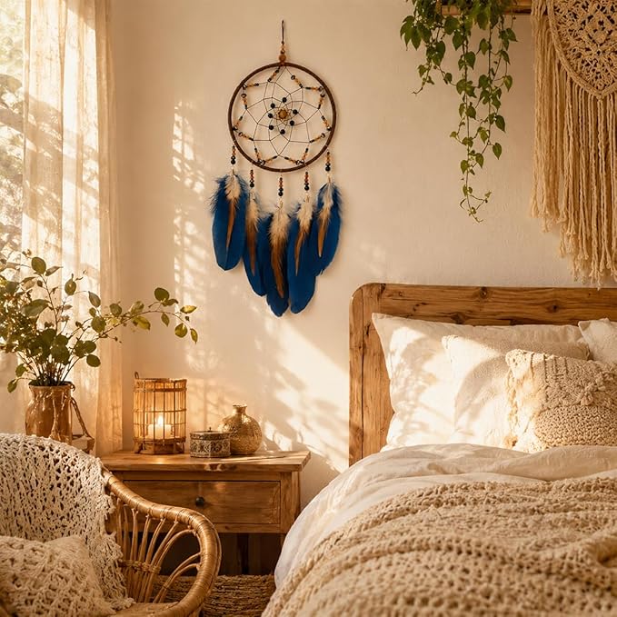 Dream Catchers Handmade Feather for Kids Bedroom Wall Hanging Decoration Decor Nursery Wall Art Ornament Craft