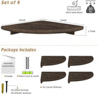 Forbena Large Corner Floating Shelves for Wall Set of 4, 12 Inch Deep Wall Mounted Corner Shelves for Bedroom, Livining Room, Farmhouse Hanging Bookshelf Bookshelves (Rustic Brown)