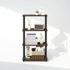 Furinno Turn-N-Tube Book Shelf, 4-Tier Bookshelf, Bookcase with Multipurpose Compact Display Rack, 11.6 x 23.6 x 43.2, for Living Room, Bedroom, Home Office, Columbia Walnut/Black