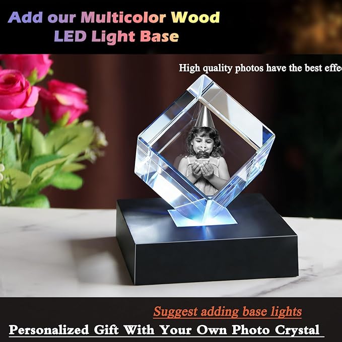 3D Crystal Photo Personalized,Customized Birthday Gifts for Women,Wife Baby, Girlfriend,Him,Custom Anniversary,Memorial Gifts