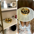 7.4 inch Gold Decorative Bowl for Home Decor - Modern Fruit Bowl for Kitchen Counter, Key Catch All & Entryway Table Centerpiece, Stylish Golden Finish