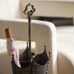 Vintage Metal Umbrella Stand, Antique Crown-Shaped Top, 30.7 Inch Tall, Decorative Rustic Farmhouse Freestanding Entryway, Hallway & Office