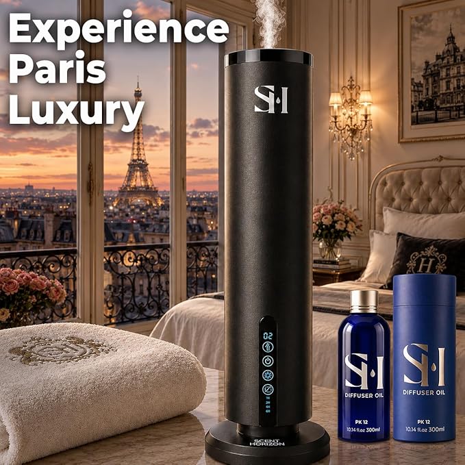Paris 24k PK12 Hotel Scent Diffuser Oil | 10.14 Fl oz (300 ml) - Waterless Diffuser Oil Refill & Highly Concentrated Fragrance Oil, Diffuser Oil Scents Luxury, Hotel Oil Diffuser