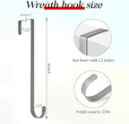 MCFULL 14 in Wreath Hangers for Front Door,Sturdy Metal Wreath Doors Hangers,Over The Door Hooks for Front Porch Decor,Silver Garland Hooks Holders for Halloween Christmas Decorations,2 Packs