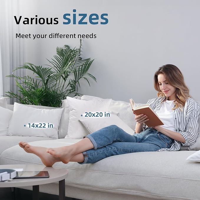 YSTHER 24x24 Euro Pillow Inserts Set of 2, Premium Down Feather Pillows for Couch, Bed & Lumbar Support - Machine Washable, Fluffy Decorative Throw Pillow Inserts (White)