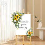 Odouzy Artificial Wedding Arch Flowers for Wedding Sign,Set of 2 for Welcome Ceremony Sign,Faux Floral Swags,Banquet and Reception Backdrop Floral Decoration (Green&Sunflower)