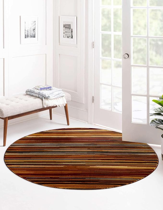Unique Loom Barista Collection Area Rug - Icatu (6' 1" Round, Beige/Brown)