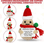DAFURIET Positive Christmas Potato, 3 inch Knitted Wool Doll with Card for Cheer Up Gifts and Party Decorations, Cute Wool Potato Crochet Doll for Birthday Gifts (Christmas Potato)