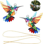 2pcs Hummingbird Gift for Women, Colorful Suncatcher Ornament, Christmas Tree Decor, Hanging Ornament for Door Yard Window Outdoor Birthday Father Day Graduation Gift