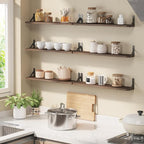 YGEOMER 23.6 Inch Floating Shelves for Wall, Farmhouse Wall Shelves for Bedroom, Bathroom Storage, Living Room and Kitchen Decor (Set of 6 Brown)