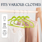 HOUSE DAY Vibrant Green Velvet Hangers 60 Pack, Non Slip Clothes Felt Hanger Heavy Duty for Coat, Premium Slim Space Saving Suit Hangers for Closet Organizer, 360° Rotating Silver Hook