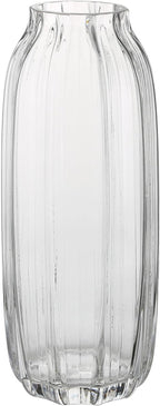 Large Clear Glass Vase for Flowers Bud Tall Glass Vases,H-12.6" Simple Striped Design for Home Floor Decor,Farmhouse Decor, Centerpiece Coffee Table Decorations