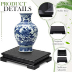 Chunful 2 Pcs Rectangle Wooden Display Stand Wood Vase Display Base Black Pedestal Stand Rectangle Vase Riser for Vases Teapot Trophy Collectibles Aquarium Lamp Home Decoration(10.2 x 8.9 x 1.8 Inch)