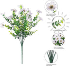 Artificial Flowers for Outdoors Daisy 12 Bundles for Home Decoration, Faux Flower Fake Plants Outside Decoration with Eucalyptus UV Resistant for Planter Porch Patio Yard Garden White
