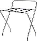 Kings Brand Furniture - Metal Foldable Luggage Rack, Suitcase Stand with Back, Perfect for Guest Room, Bedroom Hotel, Chrome/Black