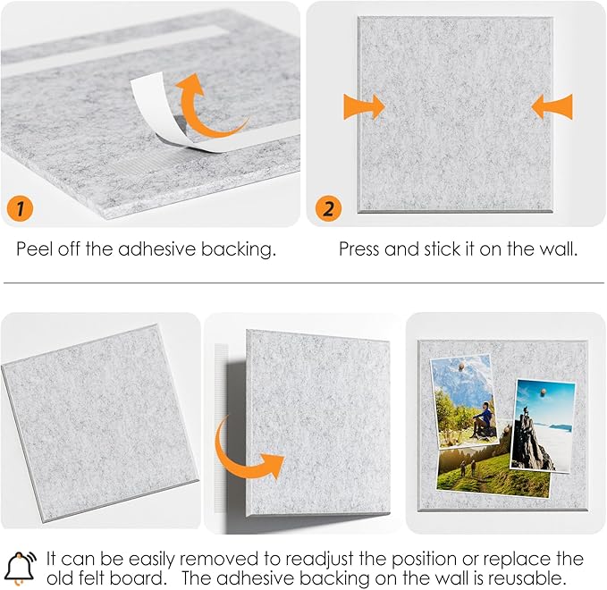 MaxGear Large Cork Board for Wall 36" x 24", Light Gray Bulletin Board, 6 Pack Felt Wall Tiles with Pushpins, Cork Boards for Office Pin Board Tack Board Cork Boards