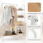 Tangkula Garment Rack with Shelves, Clothes Rack with 5 Shelves & Hanging Bar, Open Wardrobe for Hanging Clothes and Storage, Free Standing Closet Organizer, Clothing Rack for Bedroom Entryway