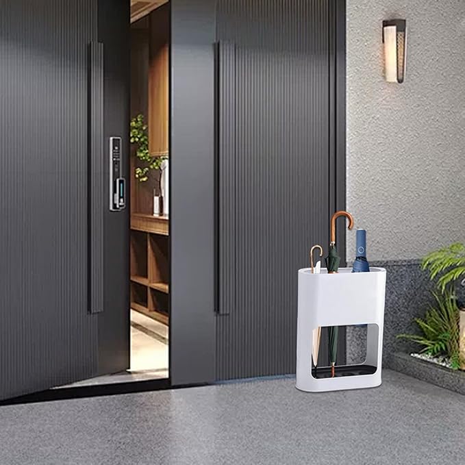 Umbrella Stand, Fashion Thickened Hollow Design Umbrella Holder with Detachable Water Collection Box for Home Indoor Entryway