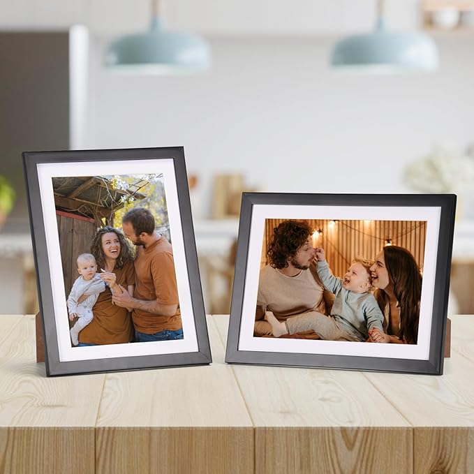 Rempry 6x8 Picture Frame, Display Pictures 5x7 with Mat or 6x8 Without Mat, Wall Hanging or Tabletop Photo Frame with Shatter Resistant Plexiglass, Black, 1 Pack