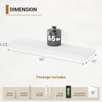 Vivelove White Floating Shelves for Wall 12 Inches Deep, 55x12 Floating Shelves for Wall with Invisible Brackets, Room Shelves for Living Room Bedroom Bathroom Kitchen Office, Set of 2