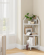 CHOEZON 3-Tier Corner Shelf, Industrial Corner Bookshelf, 35.4" Storage Stand, Plant Stand Display Shelf, Bookcase for Bedroom, Living Room, Home Office, White TCJ03WB