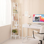 Yoobure Corner Shelf, 5-Tier Corner Bookshelf with Metal Frame & Wood Ladder Shelves - Display Shelf & Tall Bookcase, Plant Stand for Home Decor - Bedroom, Living Room, Office