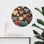 Wall Picture, with Heart Crush Flower Printed Circular Iron Hanging Picture,Wall Art Decor,Home for Bedroom Living Room Bathroom Decor,Iron Painting 11.8X11.8 in