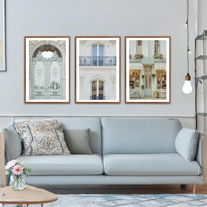 KAlRNE Vintage Italian Large Wall Art,Set of 3(24’’X36’’),Modern Paris Cityscape Wall Decor,European Street Picture, Europe Framed Canvas Prints For Living Room Bedroom Office Decor