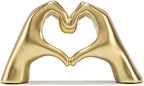 FANTESTICRYAN Medium Heart Hands Statues Hand Love Sculpture Cute Decorative Home Decor Ornaments for Living Room, Wedding, Office Desktop, Cabinets, Bookshelf, Gift for Mom (Gold, Medium)