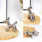 Notakia Silver Balloon Dog Ceramic Statue, Handmade Small Modern Animal Figurine, Cute Desktop Decoration for Living Room, Home Decor Accent
