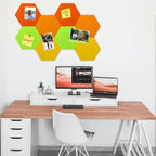 8Pcs Hexagon Felt Cork Board Tiles, Self Adhesive DIY Bulletin Board Pin Board for Office School Home Wall Decor Stickers Memos Photos Display (Gradual Orange)
