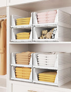 Closet Organizer System, Stackable Plastic Clothes Storage Basket, Stackable, Foldable Organizers for Wardrobe Clothes Organizer Suitable for Bedrooms Bathrooms Kitchen Living Rooms (2pack)
