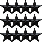 Metal Star Hanging Ornament, 3.8 Inch Black Barn Star for Home Decoration, Set of 12, Rustic Vintage Christmas Gift