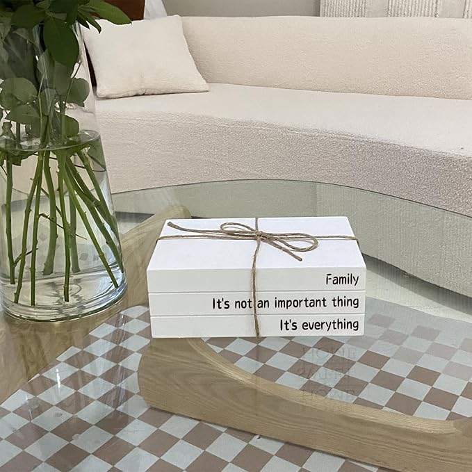Decorative Books for Home Decor, White Faux Books for Decoration, Rustic Farmhouse Stacked Display Books (Family)