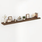 Acovy 72 Inch Floating Shelves, 3D Textured Wood Grain, 72"x9.25"x1.5" Inch Deep Floating Shelves for Wall, Wooden Shelves for Bathroom, Bedroom, Living Room, Brown, 1 Piece