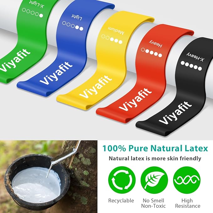 Resistance Band, Exercise Loop Bands for Yoga, Pilates, Fitness and Working Out, Set of 5 Stretch Bands with Carrying Bag