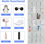 28 Large Pockets Over the Door Shoe Organizer with 4 Hooks for Different Widths Doors, Hanging Shoe Rack Holder for Closet Men Sneakers, Women High Heels