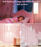luckystyle LED Floor Lamp for Living Room, Dimmable Tall Lamps with Foot Switch,Remote Custom Color Temperature Pink Pole Lamp with Lampshade,12W Led Bulb Standing Lamps for Bedroom Office Kid Room