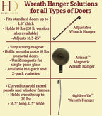 Haute Decor HighProfile Curved Over The Door Wreath Hanger Hook (Holly Embossed - Whitewash) - Wreath Hanger for Front Doors with Raised Features and Trim