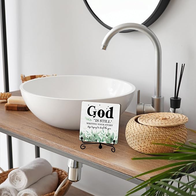 Home Decor, Farmhouse Shelf Decor For Living Room, Boho Aesthetic Table Decorations, Christian Gifts For Women Men, Entryway Tv Stand Fireplace Mantle Coffee Table Decoration (story-06)