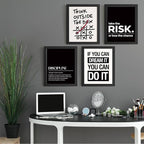 DSHFG Inspirational Office Motivational Wall Art Decor Prints Set of 4, Black Motivational Wall Decor Trendy Retro Posters for Office Home Decor, 12x16 Unframed