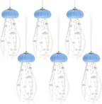 Namalu 6 Pcs Sea Urchin Jellyfish Christmas Ornament Coastal Beaded Beach Theme Holiday Decor Ocean Inspired Hanging Jellyfish Decoration with Crystal and Ribbon (Pearl Blue)