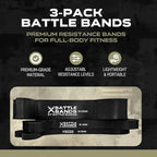 Battle Bunker Premium Resistance Bands - Natural Exercise Bands for Strength Training, Pull-Ups & Recovery - Fitness Band for Home, Gym & Mobility Workouts- Crush Your Goals Anytime- 3-Pack- 10-125lbs