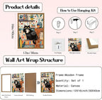 Framed Funny Black Cat Canvas Wall Art, Cute Cat Drinking Coffee on Sofa Pictures Wall Decor, Eclectic Animal Paintings Prints Boho Home Decor for Living Room Cafe Kitchen Bar 12x16 inch