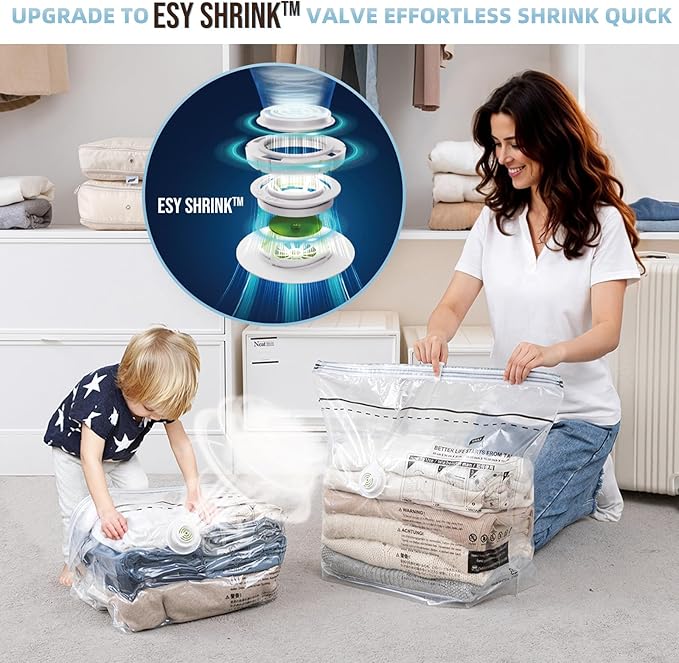 Cube Vacuum Storage Bags, 4 Pack Medium Size (25x19x11 inch), Vacuum Seal Bags for Clothing, Compression Packing for Clothes, Blankets, Baby Clothes, No Pump Needed