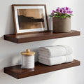 Homeforia Walnut 20 inch Floating Shelf, High End Solid Real Wood 20inch Floating Shelves for Wall Mounted, Dark Brown 20 inches Long Floating Shelves, Heavy Duty Bracket, 20 X 6.5 X 1.75 in, Set of 4