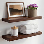 Homeforia Walnut 20 inch Floating Shelf, High End Solid Real Wood 20inch Floating Shelves for Wall Mounted, Dark Brown 20 inches Long Floating Shelves, Heavy Duty Bracket, 20 X 6.5 X 1.75 in, Set of 4