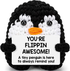 Belatelove Funny Inspirational Birthday Gifts for Women Men Teen Grandkids Friend Coworker Appreciation, Handmade Crochet Penguin Desk Small Easter Decor